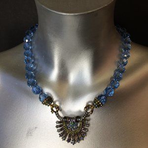 NWOT Heidi Daus Blue Crystal and Metal Necklace